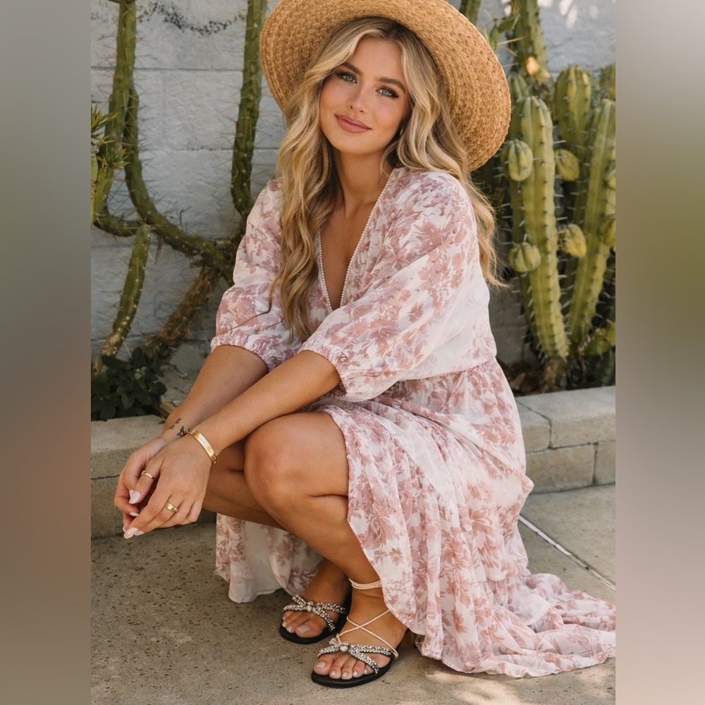 Lovestitch — Blush Garden Tiered Midi Dress